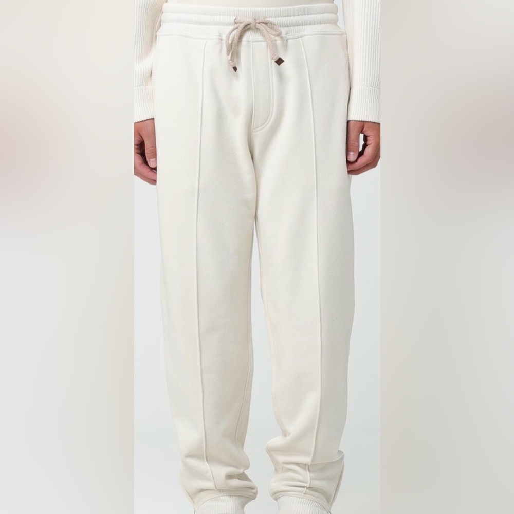 Brunello Cucinelli 100% authentic Off-White wool and cotton mix pants